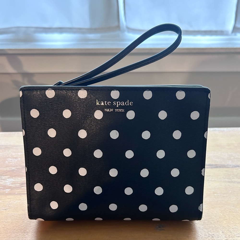 Kate Spade Black and White Polka Dot Clutch